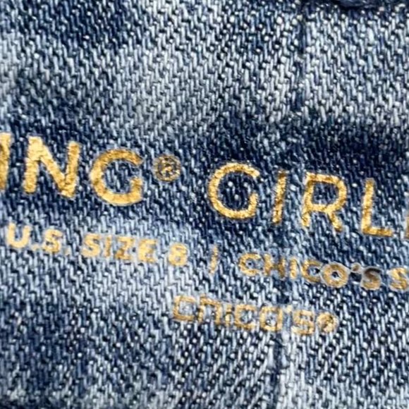 Chico’s 8 So Slimming Girlfriend Crop jeans blue gingham - Picture 8 of 9